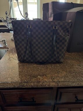 Louis Vuitton Brown Damier Ebene Tote with Side Pockets